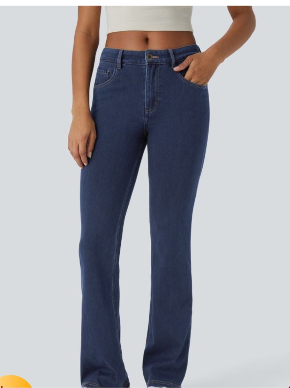 Halara Petite Flex Mid Rise Pockets Casual Bootcut Jeans